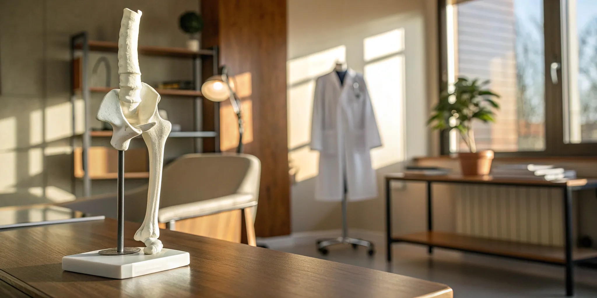 Anatomical shoulder model explaining the downside of a reverse shoulder replacement.