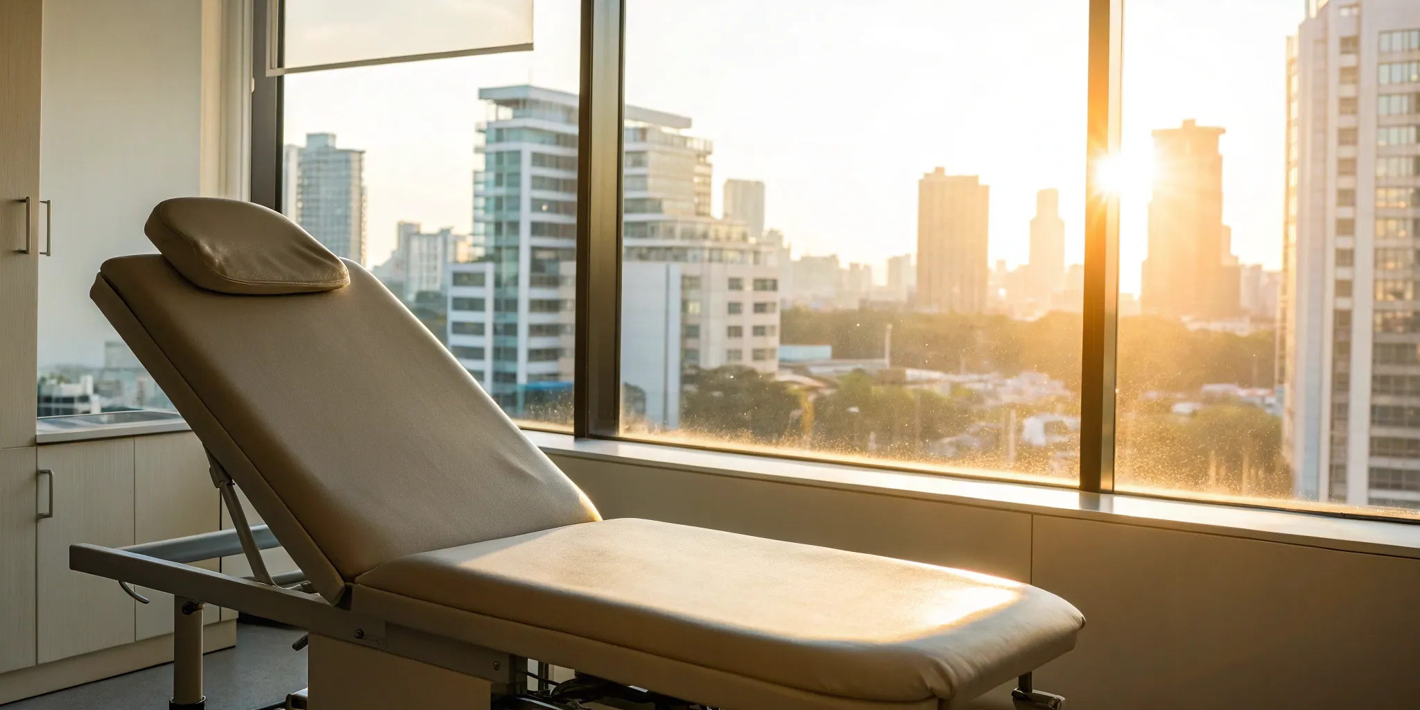 Hospital room for a consultation on when it is too late to get a hip replacement.