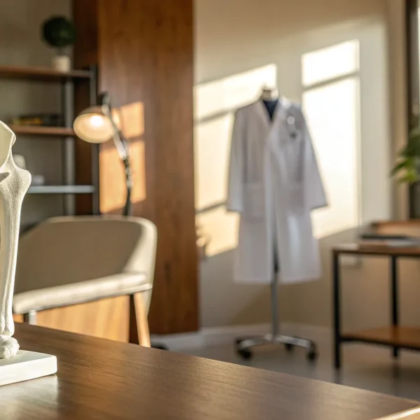 Anatomical shoulder model explaining the downside of a reverse shoulder replacement.